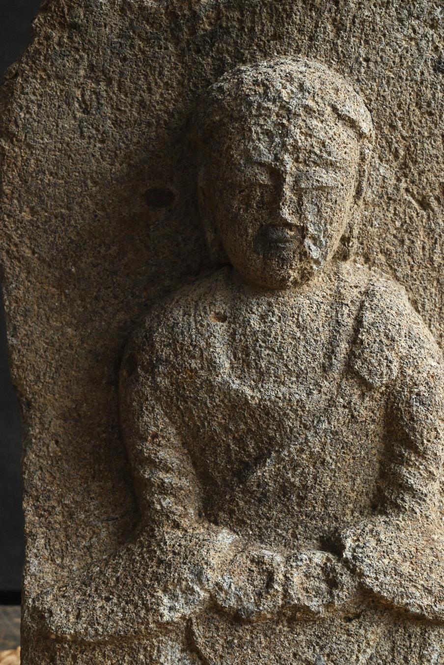 Buddha di pietra del periodo Edo in Giappone/1700-1850/ statua seduta di Tathagata in vendita 6