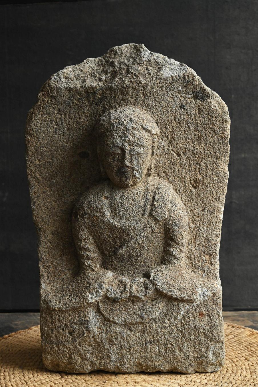 Buddha di pietra del periodo Edo in Giappone/1700-1850/ statua seduta di Tathagata in vendita 7