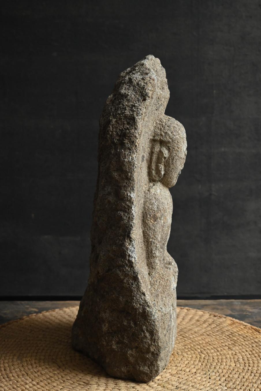 Buddha di pietra del periodo Edo in Giappone/1700-1850/ statua seduta di Tathagata in vendita 2