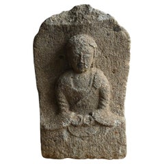 Stein-Buddha aus der Edo-Periode in Japan/1700-1850/Tathagata-Sitzende Statue aus Stein