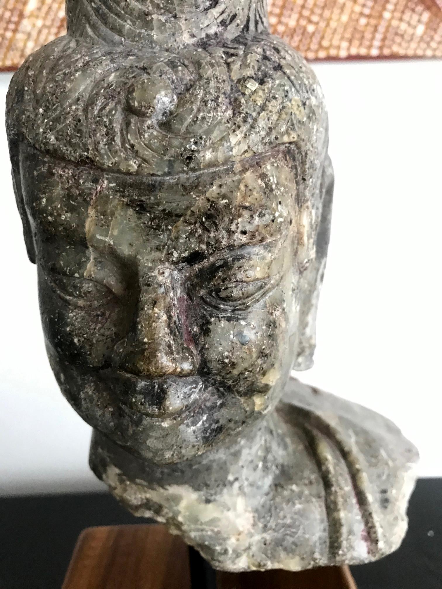 Stone Buddha Statue Fragment from Northern Wei Dynasty China In Good Condition In Atlanta, GA