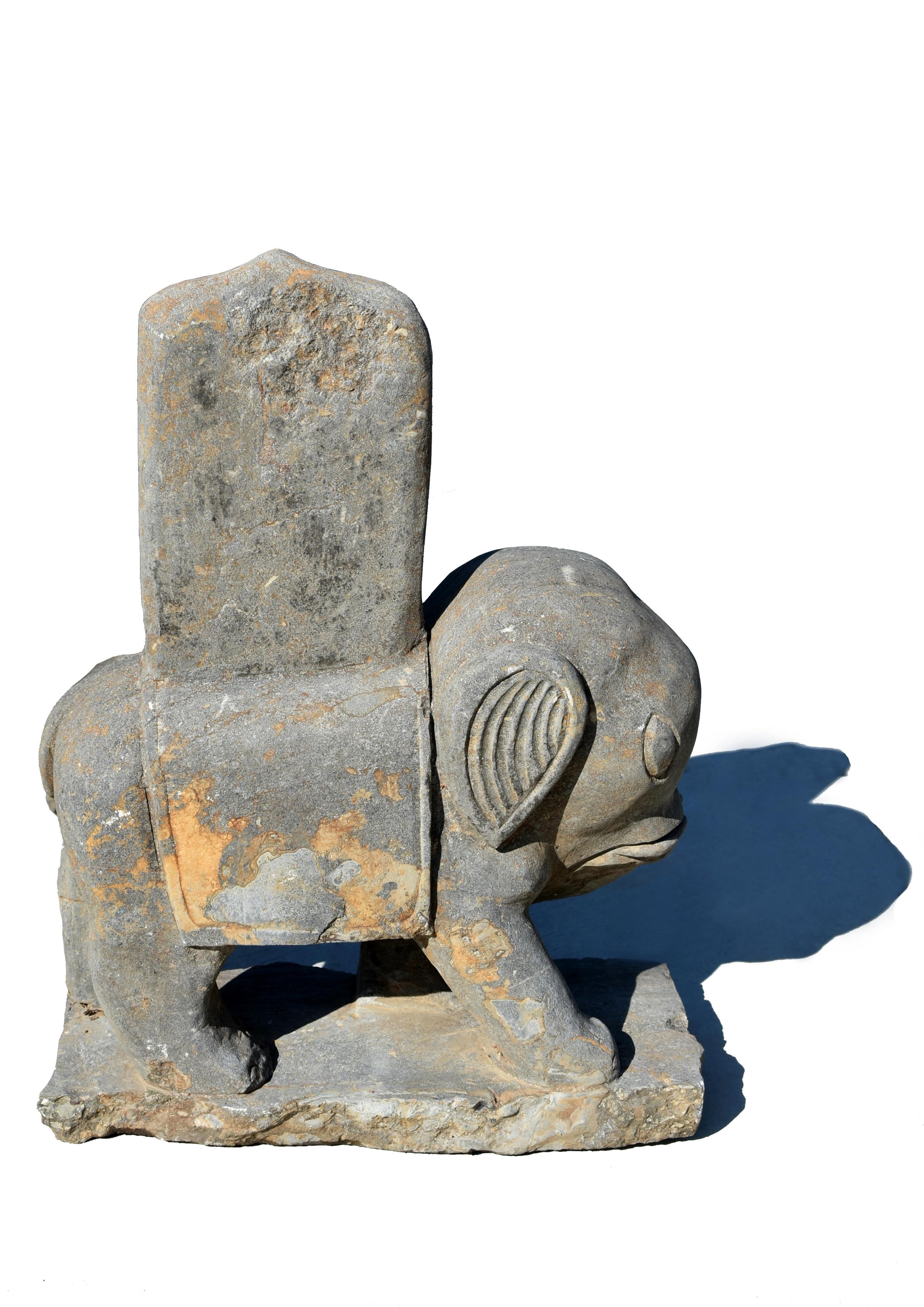 Stone Buddha Universal Virtue Samantabhadra Pu Xian on Elephant  For Sale 8