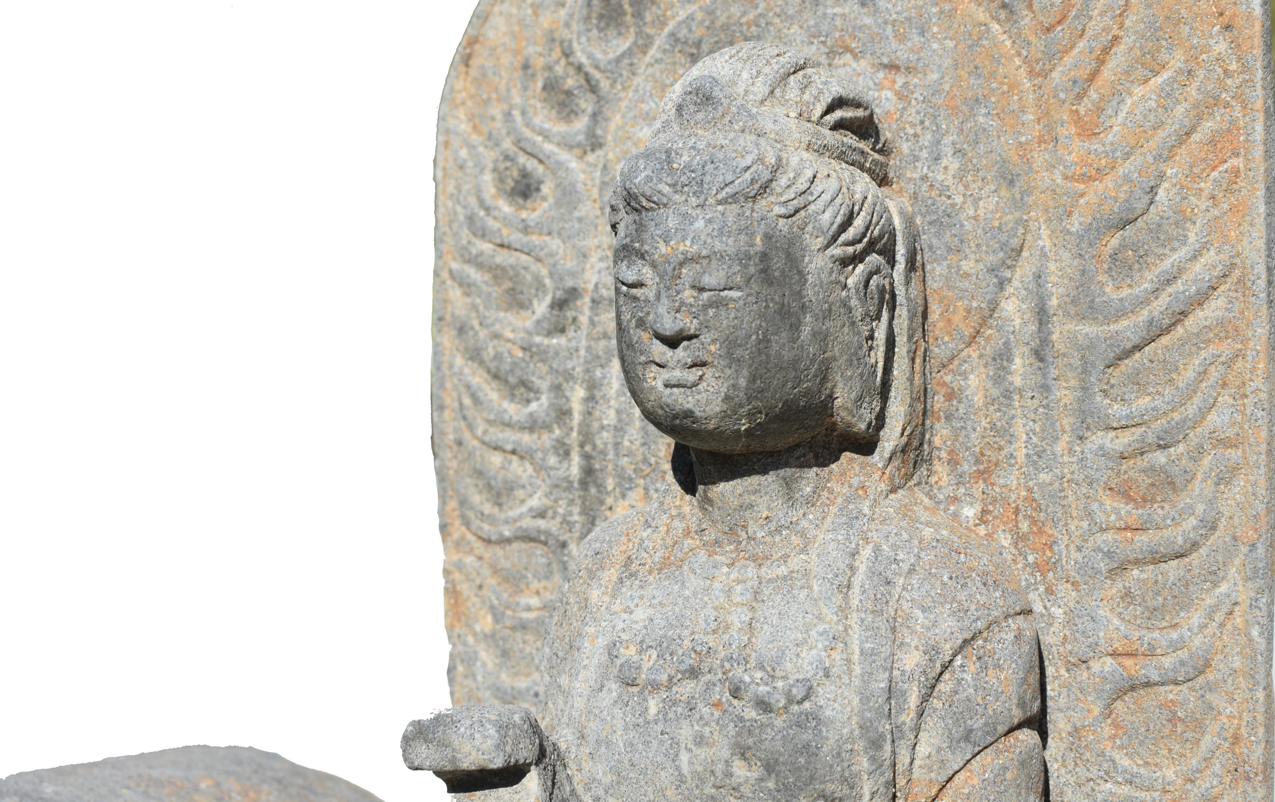 Stein Buddha Universale Virtue Samantabhadra Pu Xian auf Elefanten  im Angebot 9