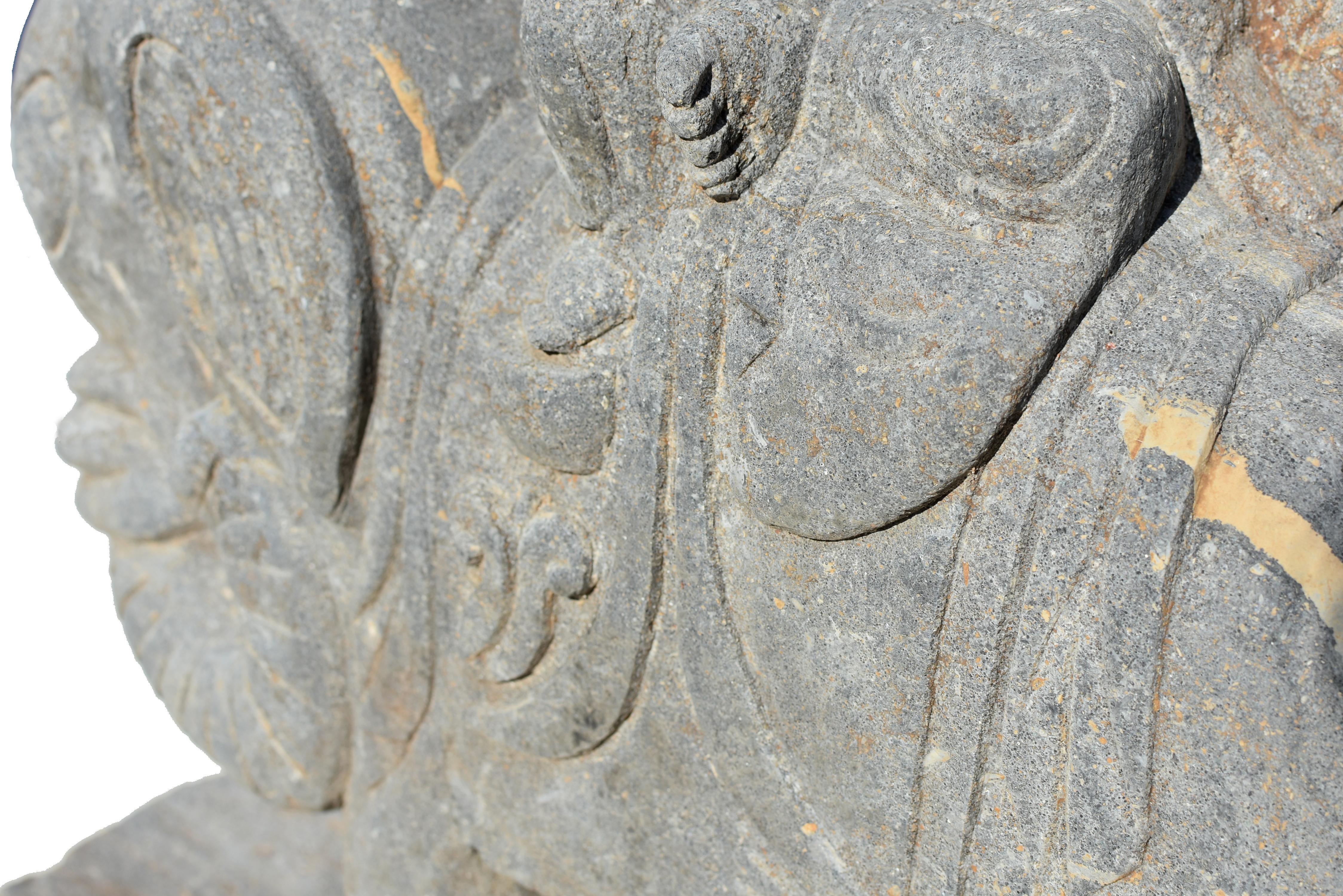Stein Buddha Universale Virtue Samantabhadra Pu Xian auf Elefanten  im Angebot 11