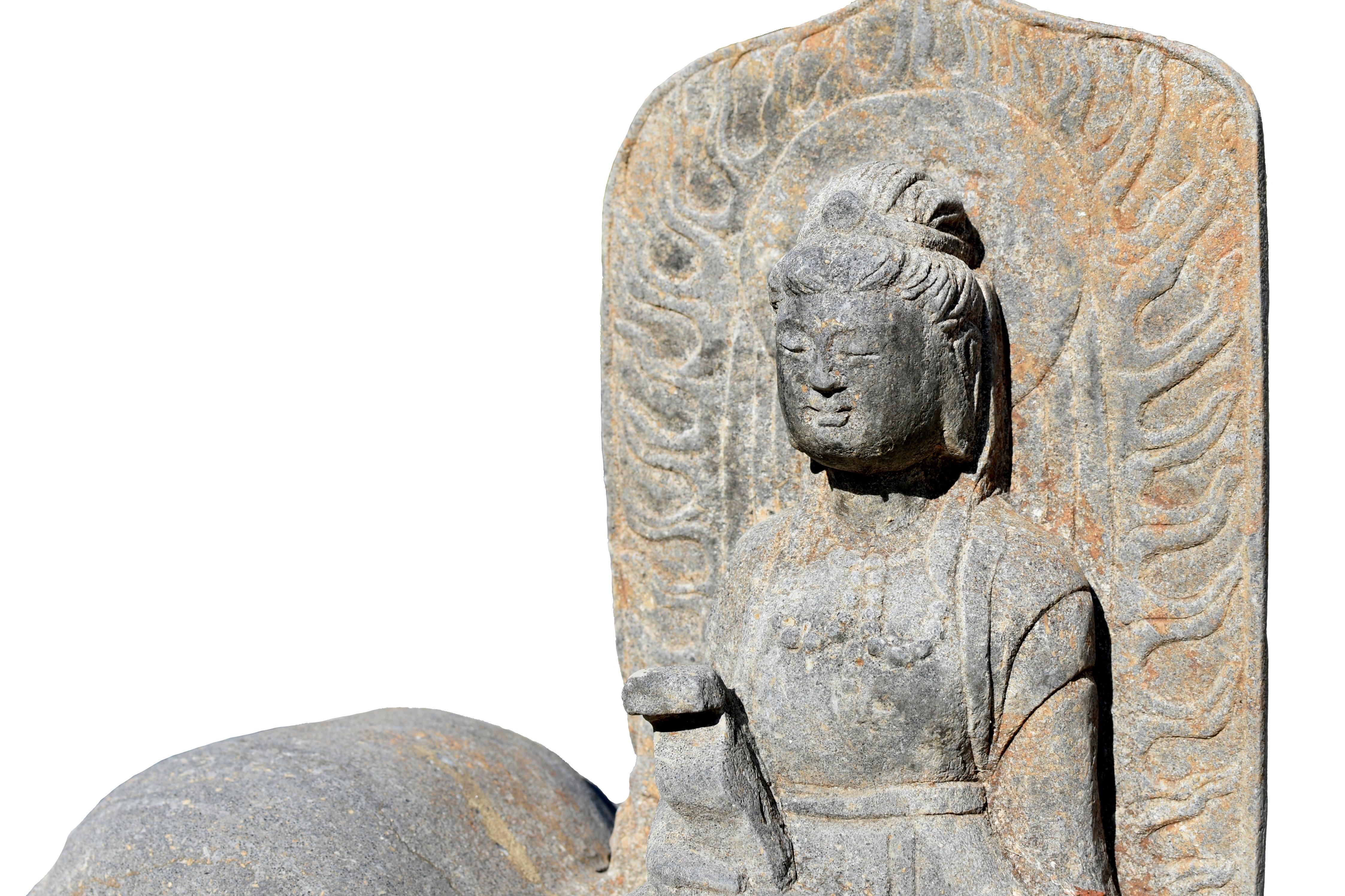 Sculpté à la main Bouddha de vertu universelle Samantabhadra Pu Xian sur éléphant  en vente