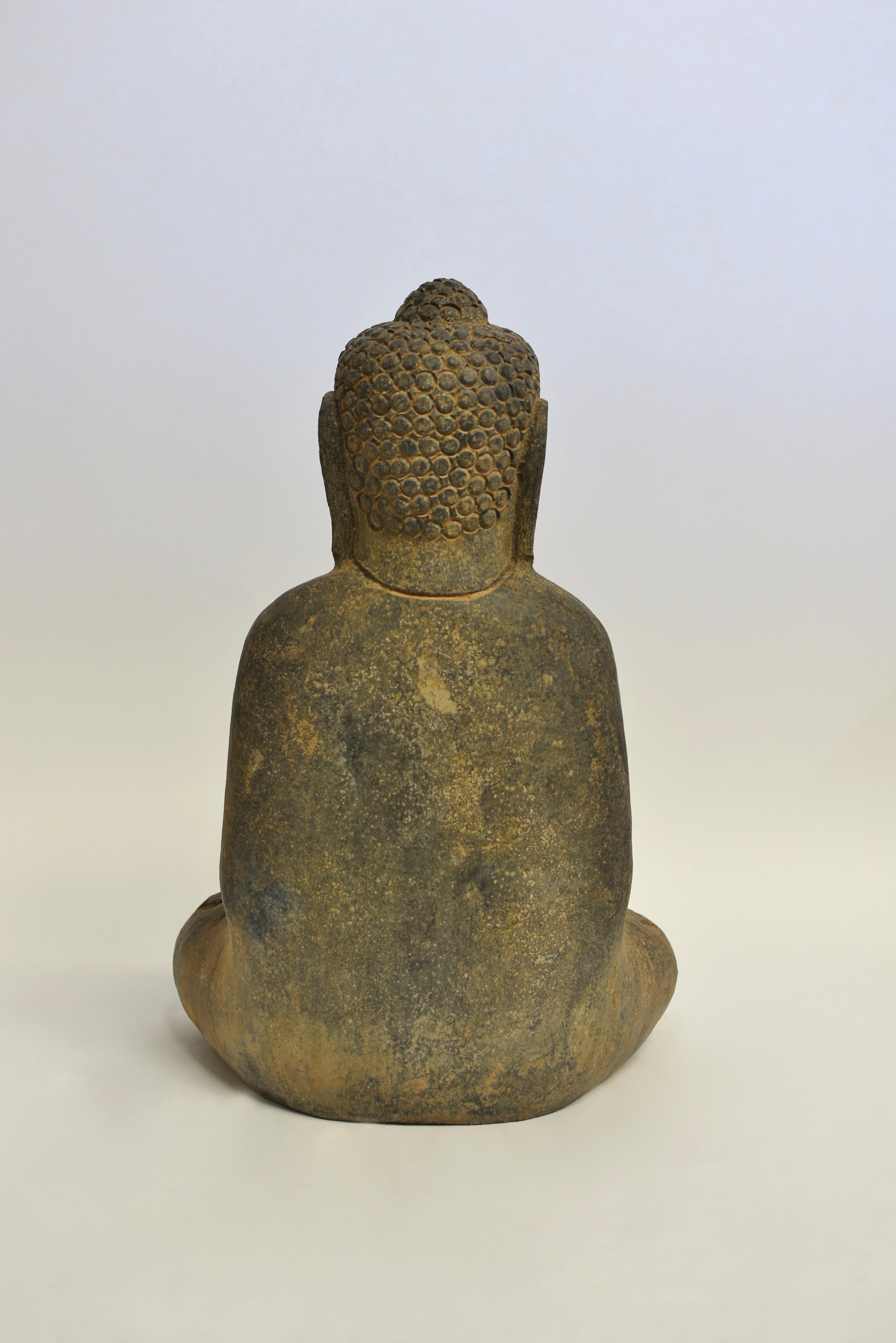 Stone Buddha with Smiling Countenance 37 lb For Sale 7
