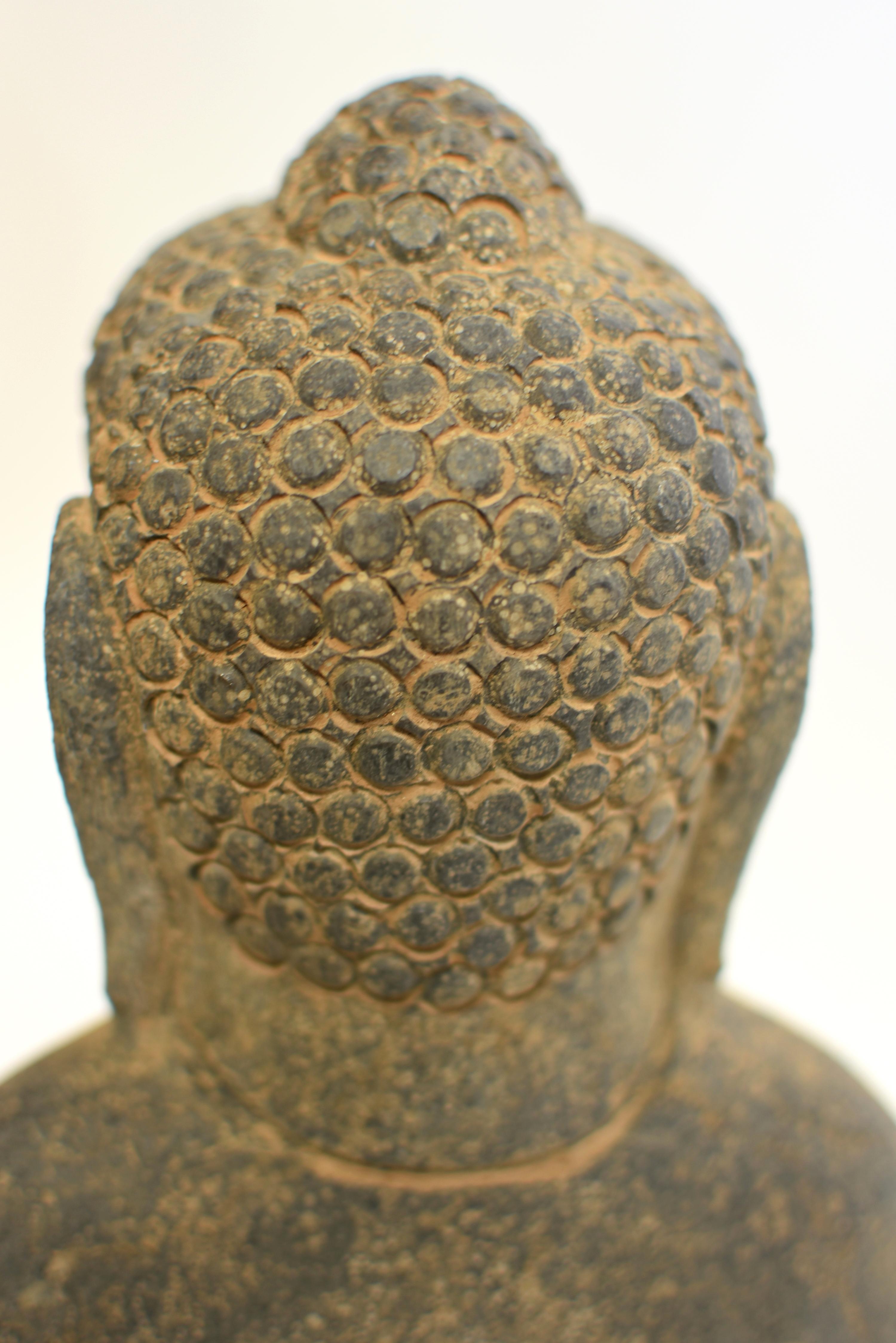 Stone Buddha with Smiling Countenance 37 lb For Sale 11