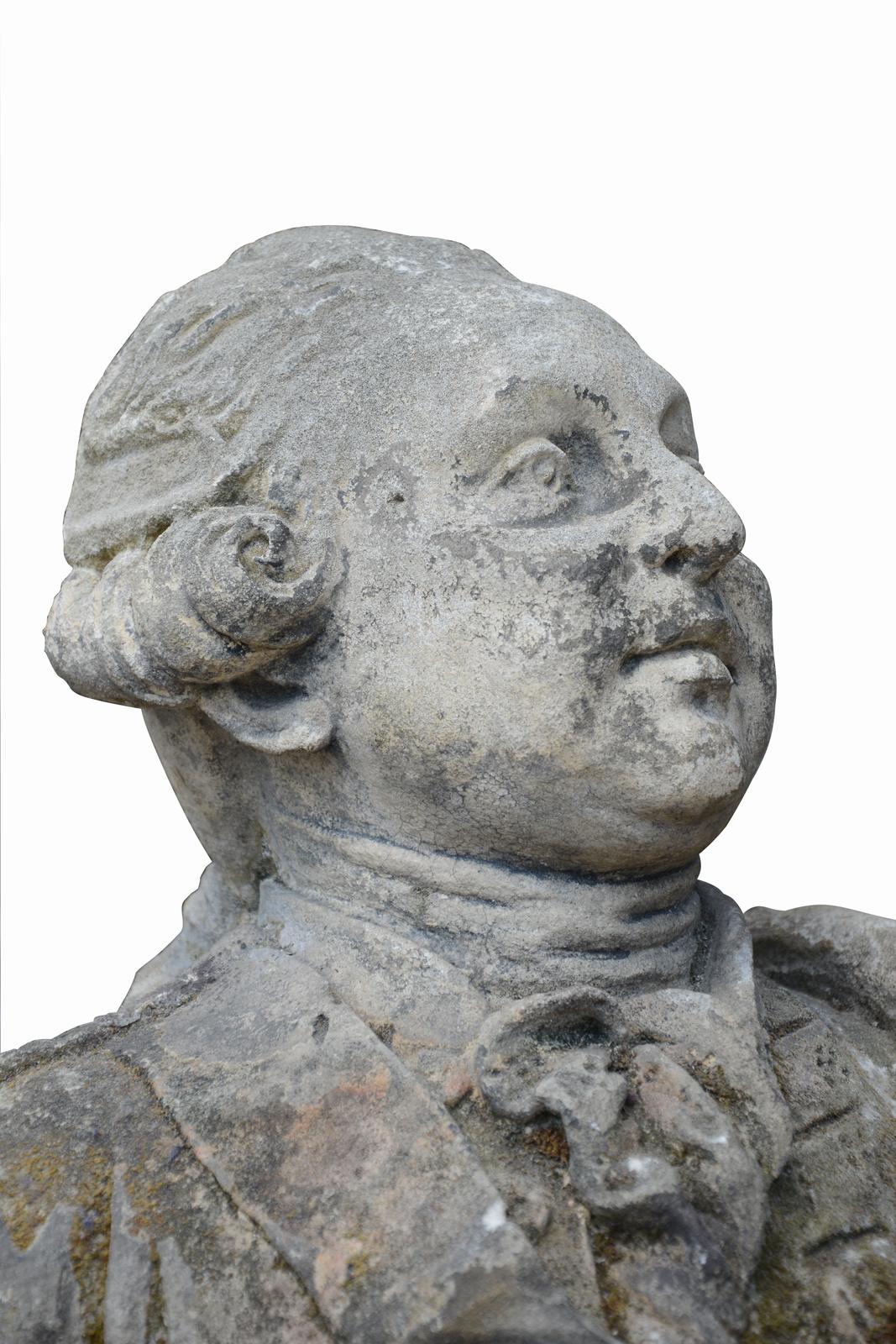 Stone Bust Depicting Louis XVI, 18th Century In Good Condition For Sale In Richebourg, Yvelines