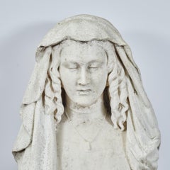 19th Century Carved Stone Bust of a Woman