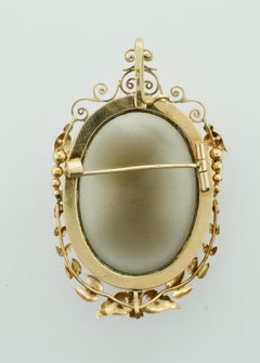 Stone Cameo Brooch Pendant, circa 1900
