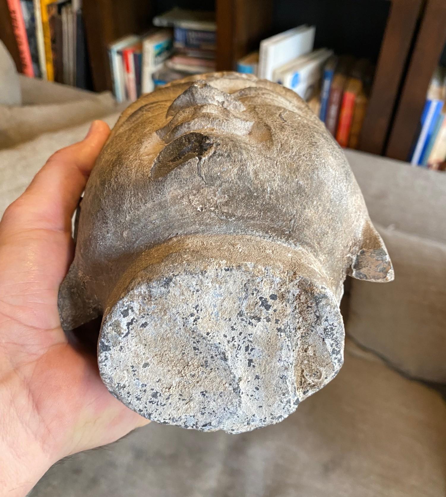 Scultura di pietra scolpita in un tempio buddista asiatico Testa di Buddha, XIX secolo in vendita 12