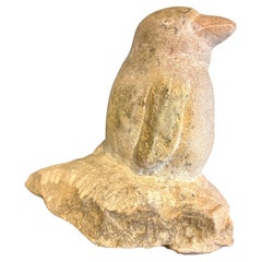 Pingouin d'art populaire sculpté dans la pierre 