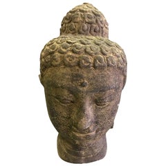 Antique Stone Carved Head of Buddha Sculpture