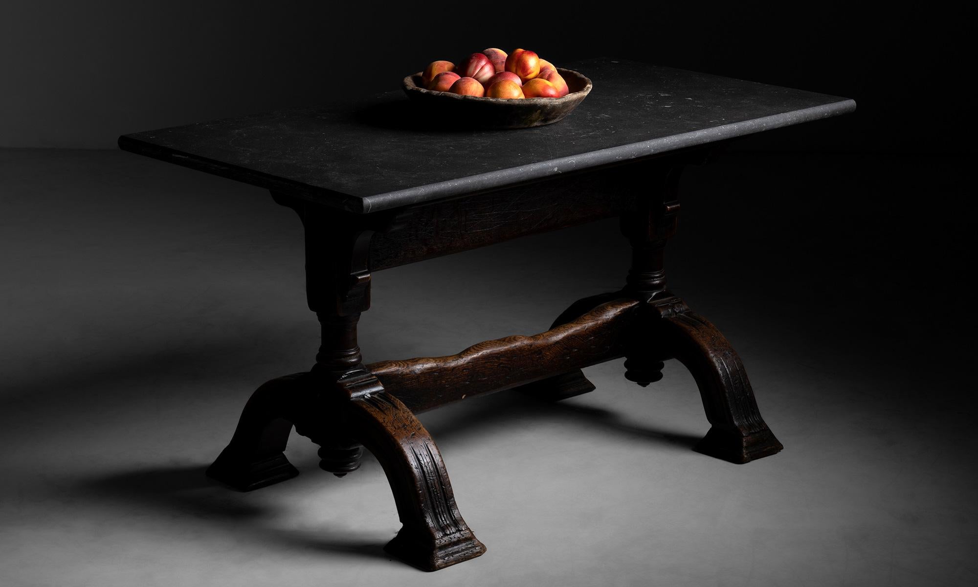 French Stone & Carved Wood Side Table, France circa 1870