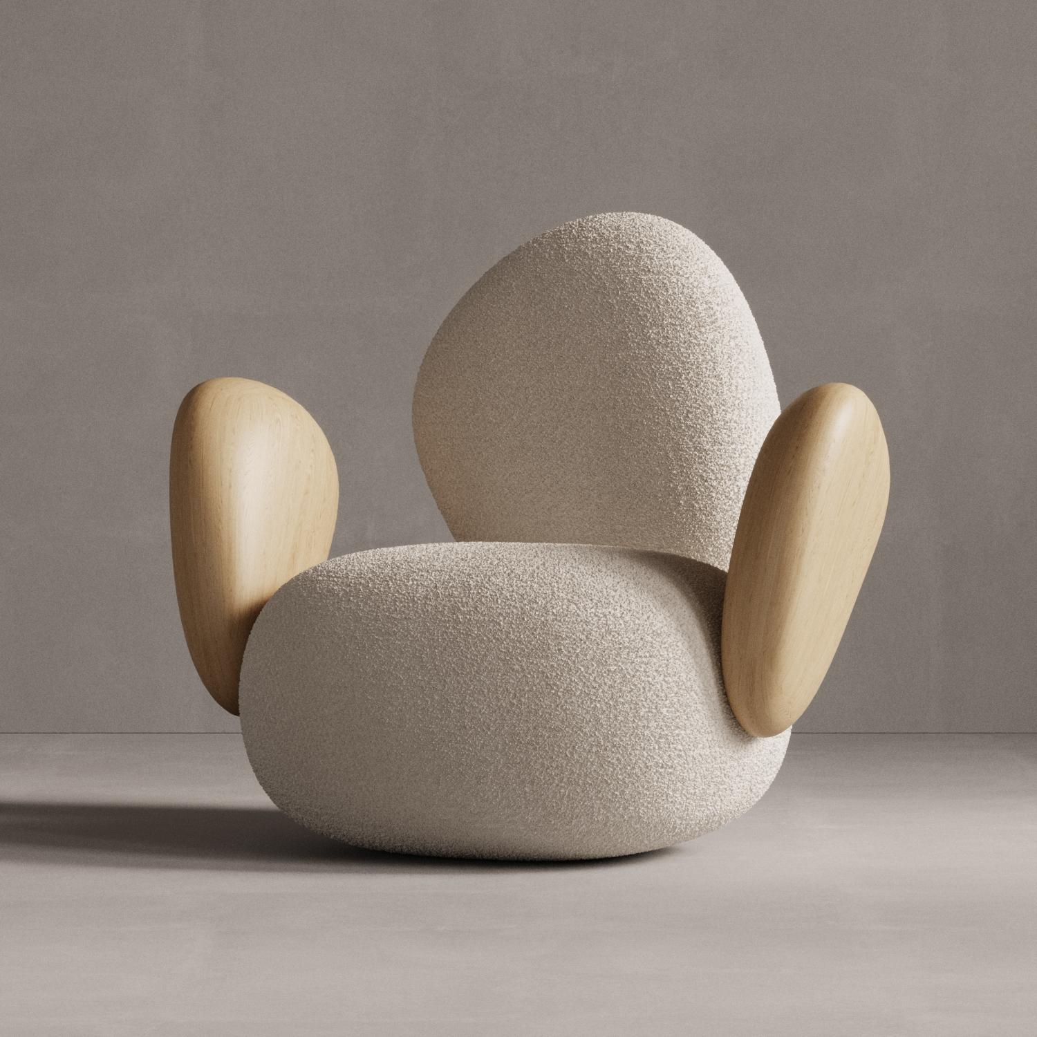 Upholstery Stone Chair by Plyus Design For Sale