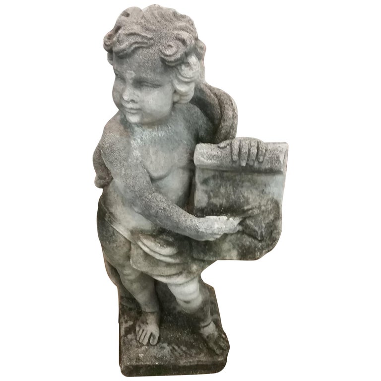 Stone Cherub Statue For Sale at 1stDibs