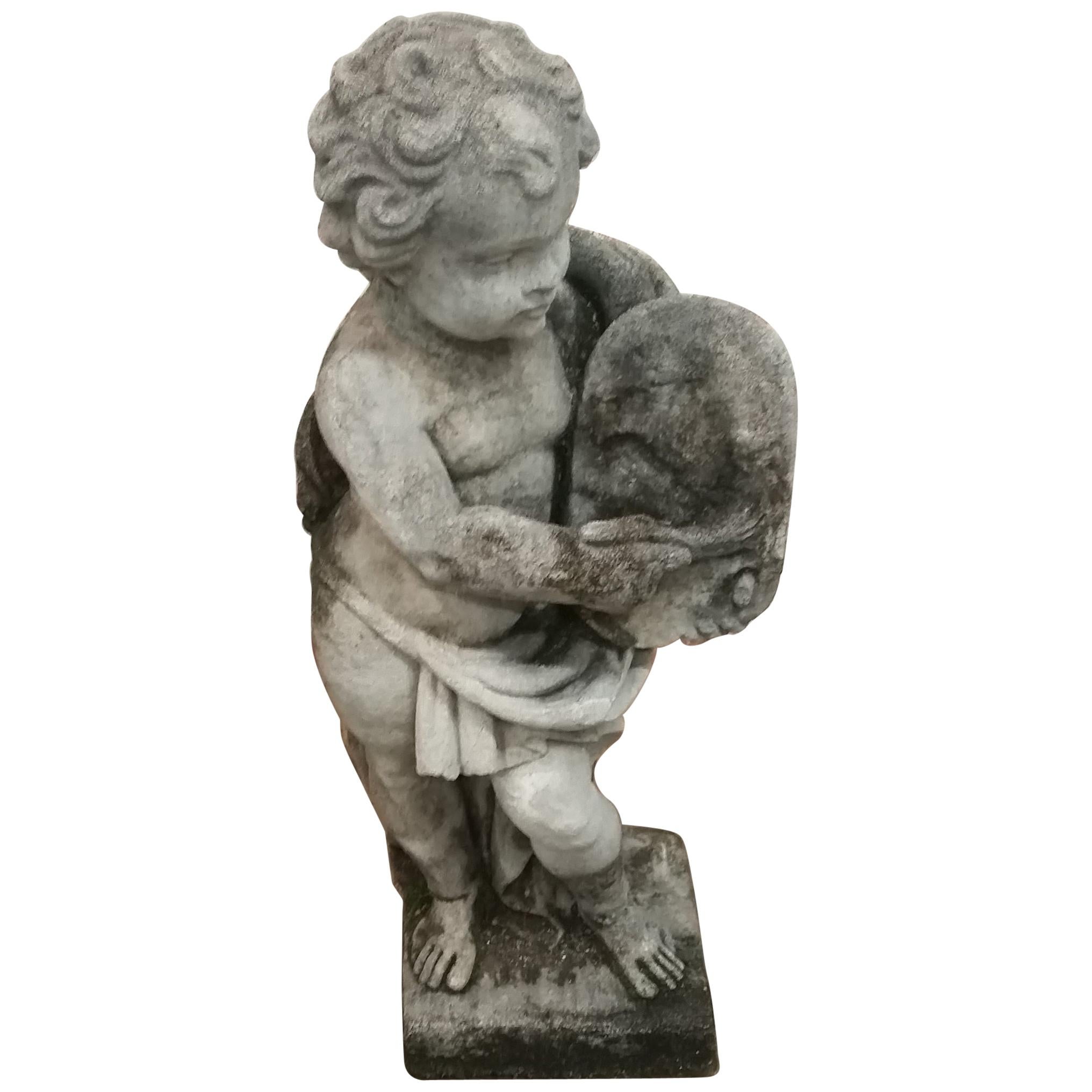 Stone Cherub Statue For Sale at 1stDibs