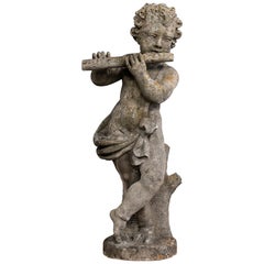 Stone Cherub with Flute