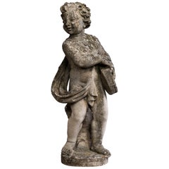 Stone Cherub with Tambourine