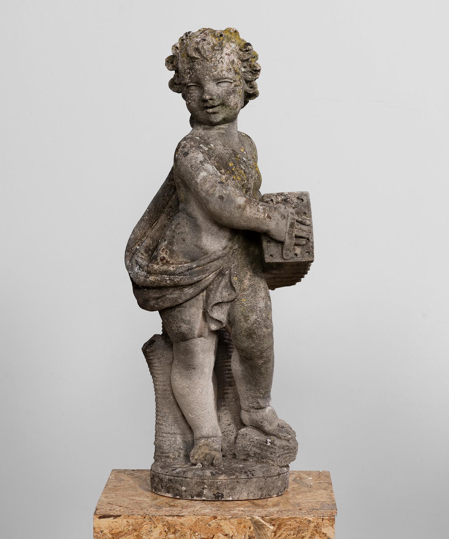 Stone Cherubs In Good Condition In Culver City, CA