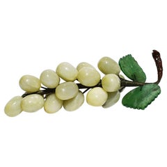 Vintage Stone Cluster of Grapes in Jade Green, Brown and Light Green Midcentury