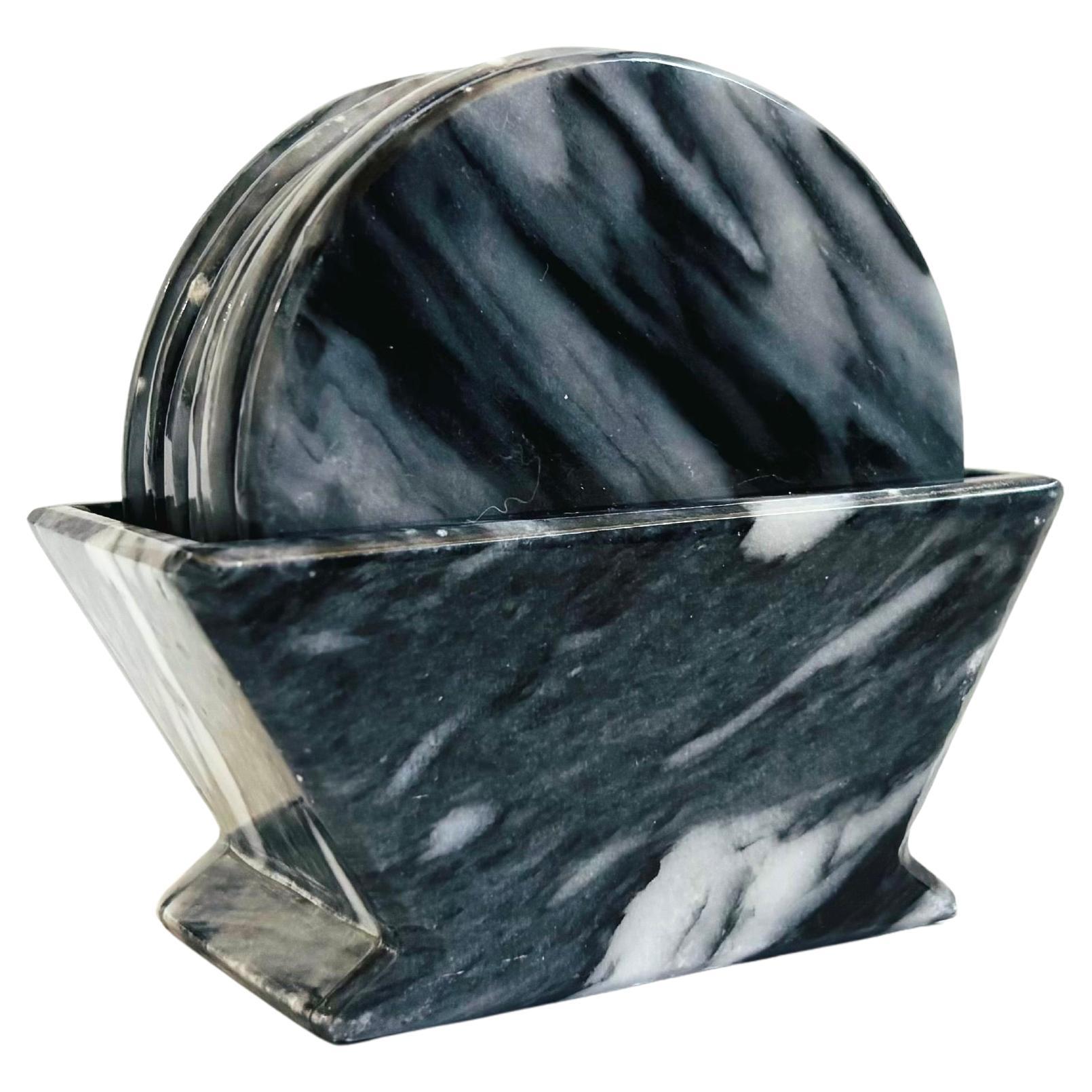 Stone Coaster Set - Set of 6 Coasters in Holder im Angebot