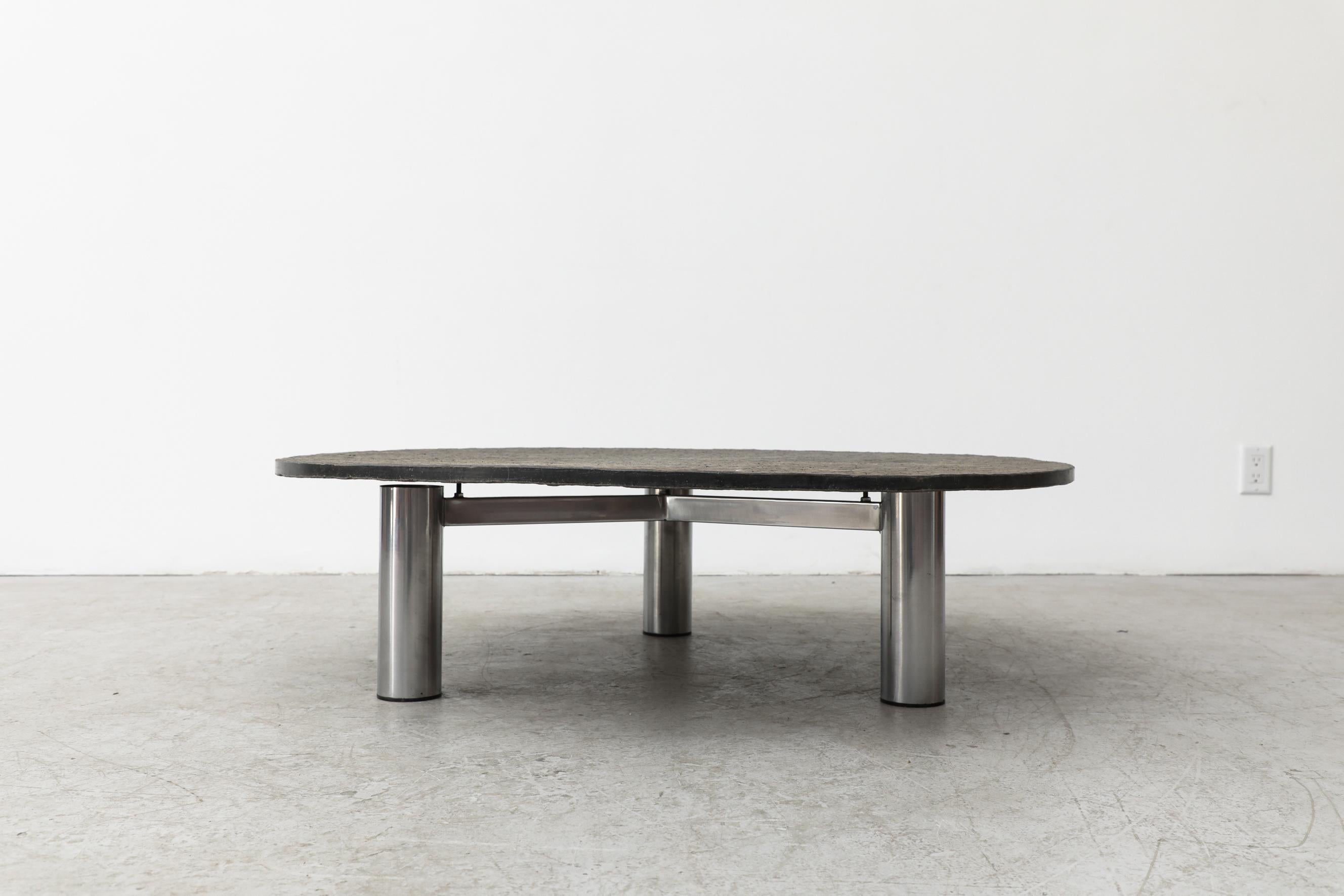 Dutch Stone Coffee Table with Tubular Steel Base