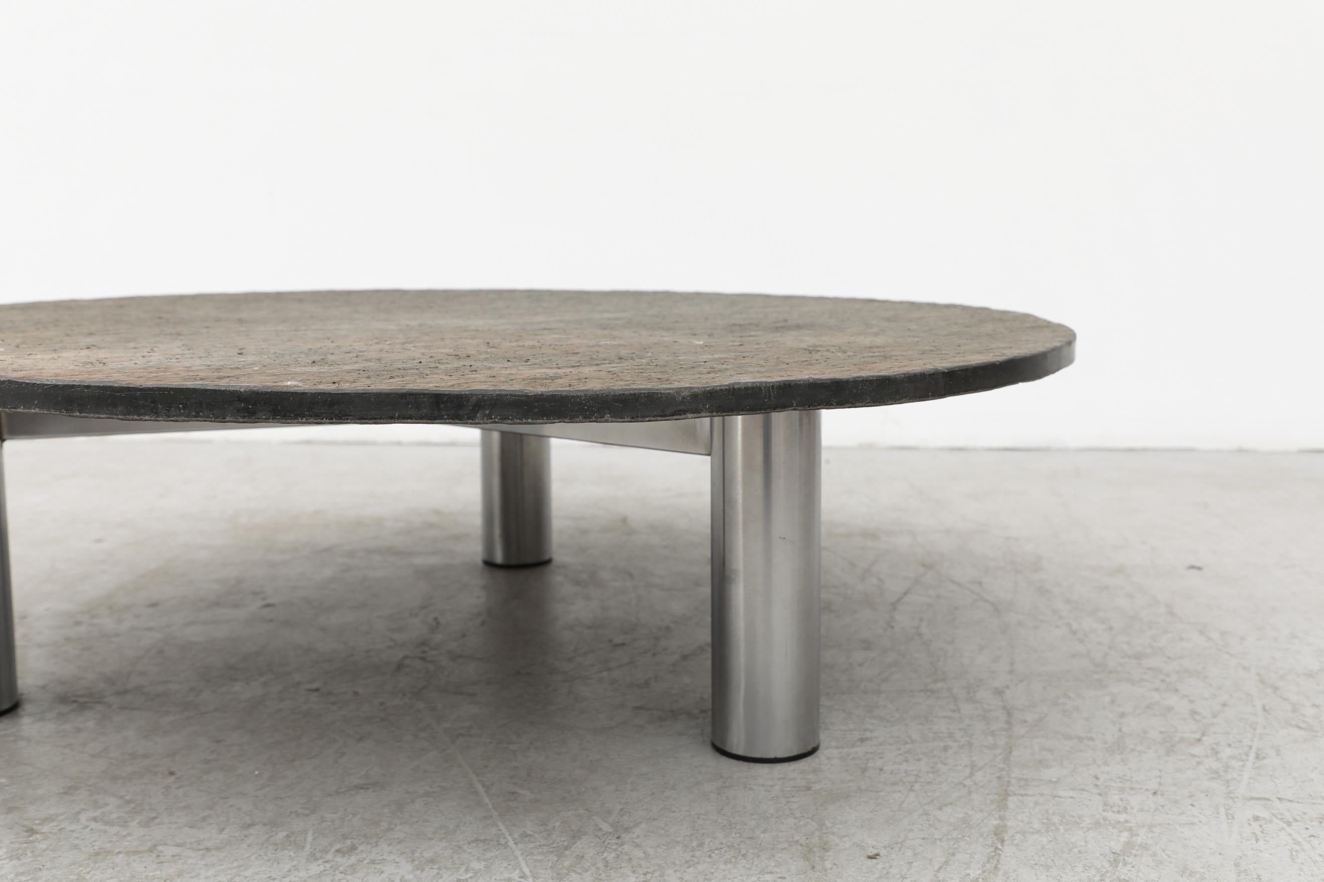 Stone Coffee Table with Tubular Steel Base 1