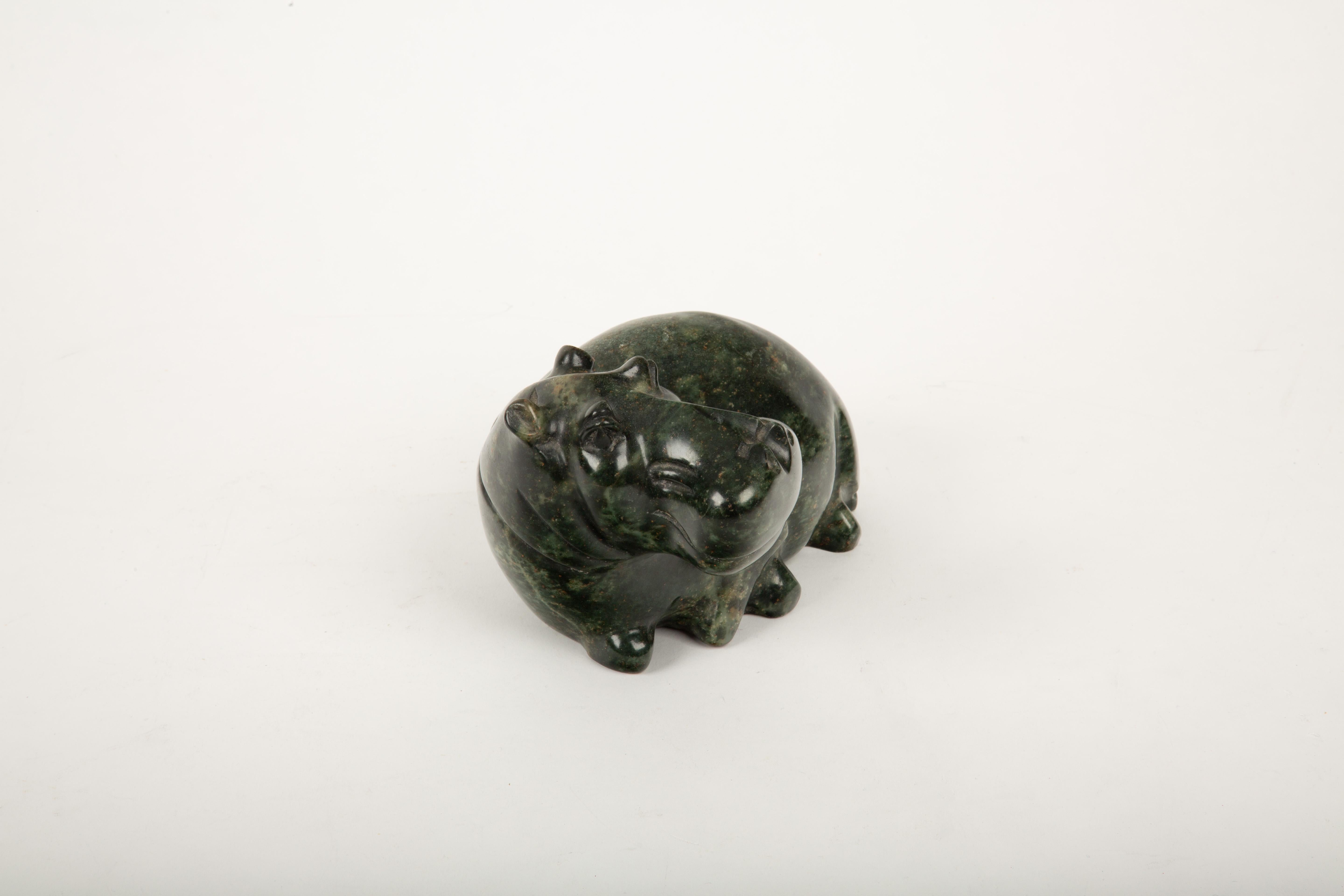 Contemporary Stone Cold Hippo: A Carved Wonder from Mozambique