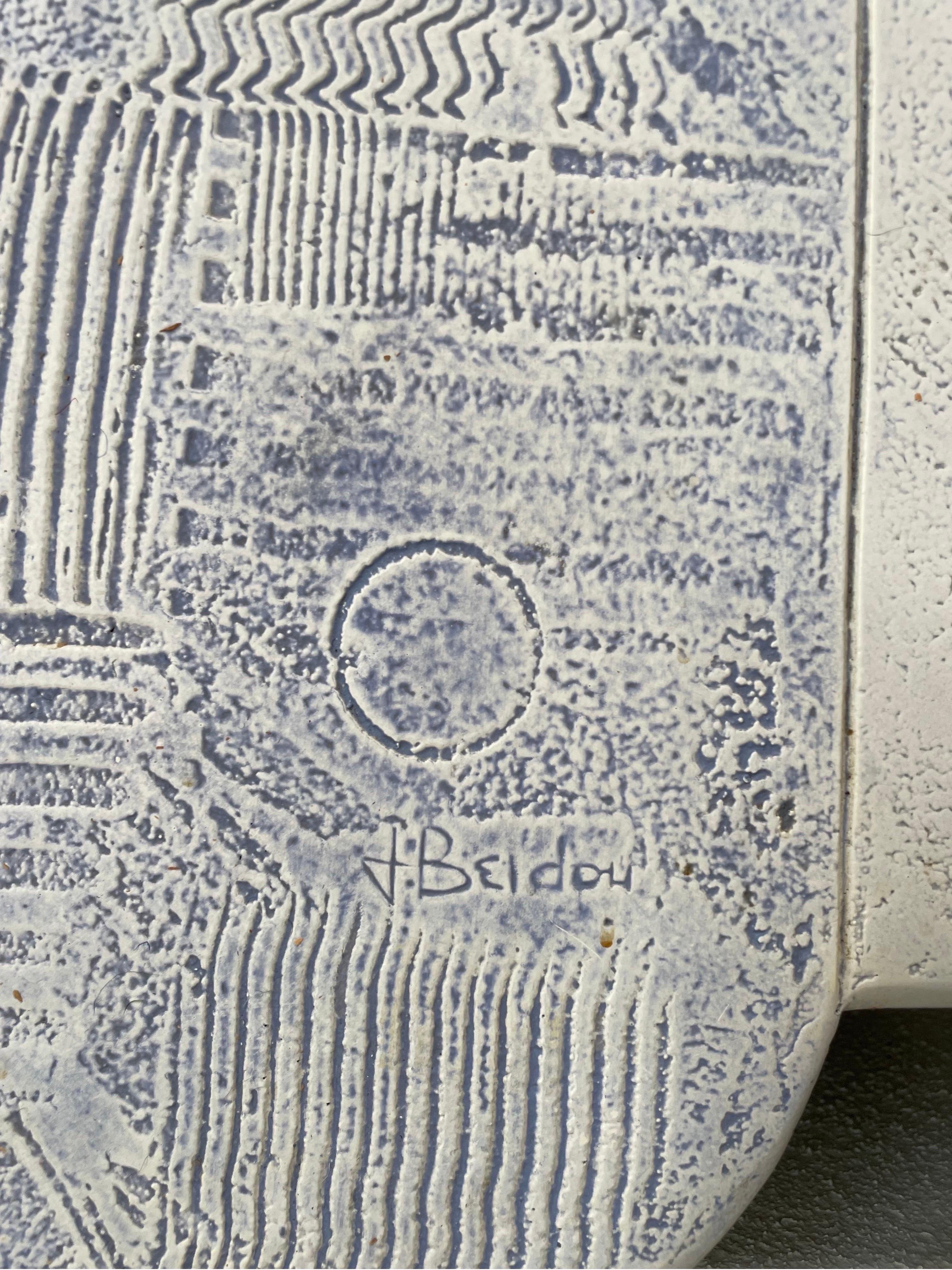 Stone Composite Coffee Table with Tribal Markings In Good Condition In Philadelphia, PA