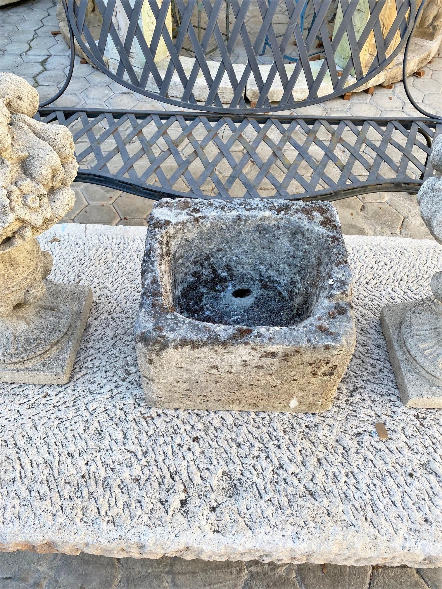 Stone Container Sink Hand Carved Trough Basin Planter Antique Farm Jardinière LA In Good Condition In West Hollywood, CA