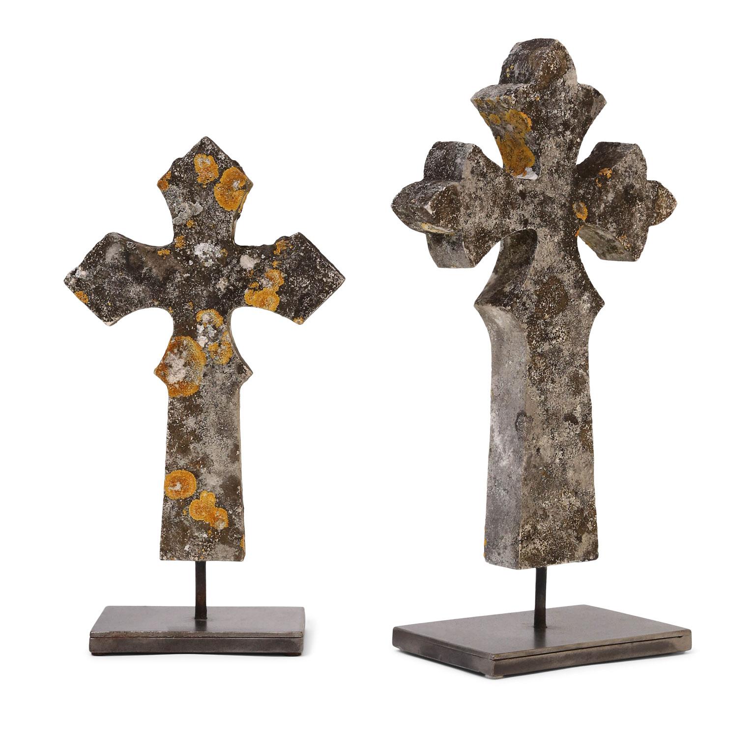 Stone Cross Mounted on Steel Stand 2