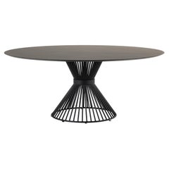 Stone Dark Brown Lama 1400 Round Table with Steel Frame by Disain1971