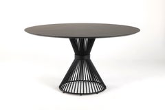 Stone Dark Brown Lama Round Table with Steel Frame by Disain1971