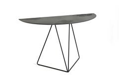 Stone Dark Brown Lama Semi-Ellipse 45120 Console Table Steel Frame by Disain1971