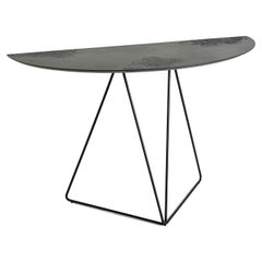 Stone Dark Brown Lama Semi-Ellipse 45120 Console Table Steel Frame by Disain1971