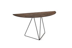 Stone Dark Brown Lama Semi-Ellipse 45140 Console Table Steel Frame by Disain1971