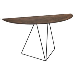 Stone Dark Brown Lama Semi-Ellipse 45140 Console Table Steel Frame by Disain1971