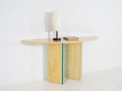 Stone Demilune Console Table, 1980s