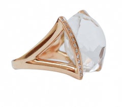 Stone, Diamonds, 18 Karat Rose Gold Ring.