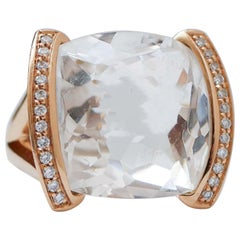 Stone, Diamonds, 18 Karat Rose Gold Ring.