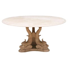 Stone Dining Table with Dolphin Base by Oscar De La Renta