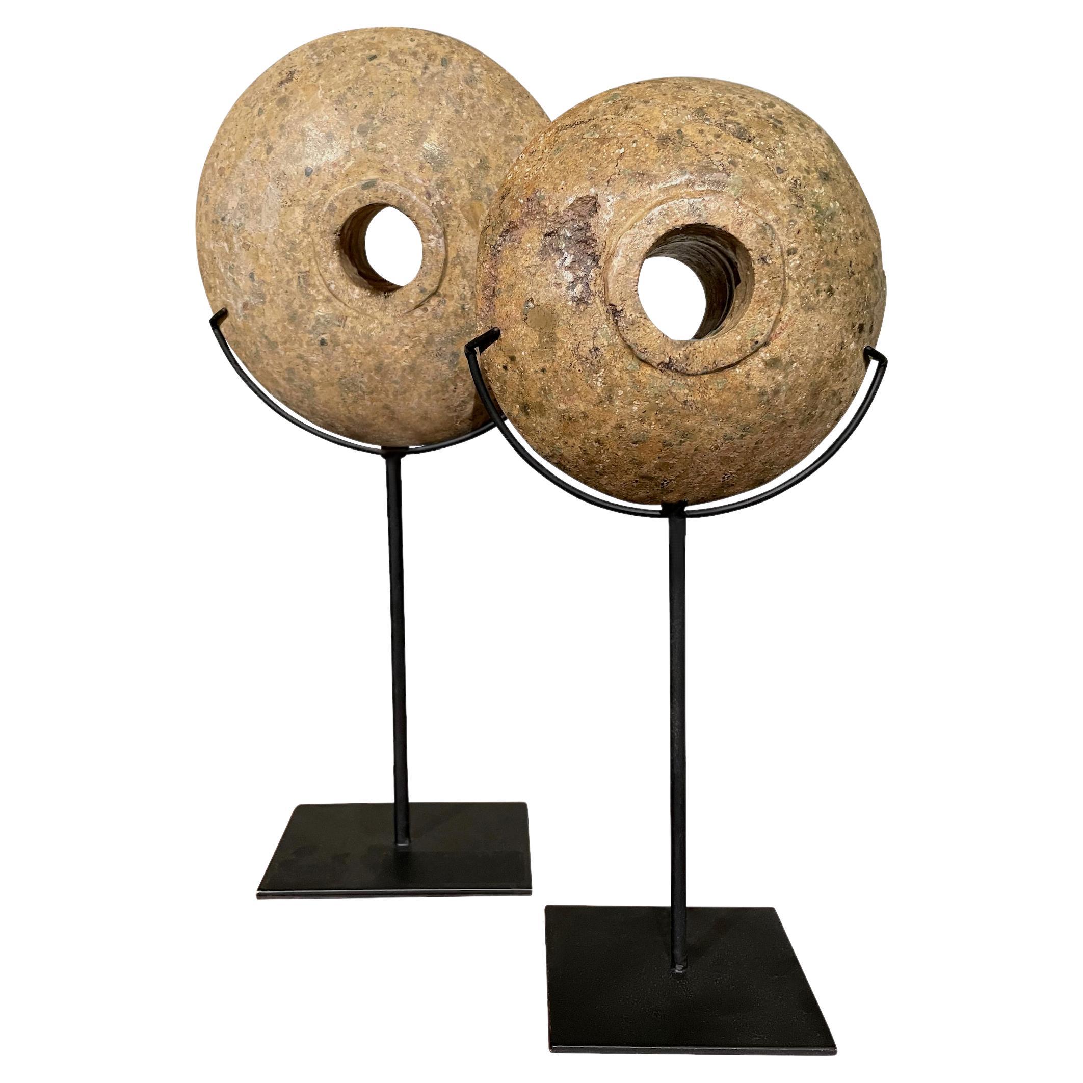 Stone Disc Set Of Two Sculptures, China, Contemporary