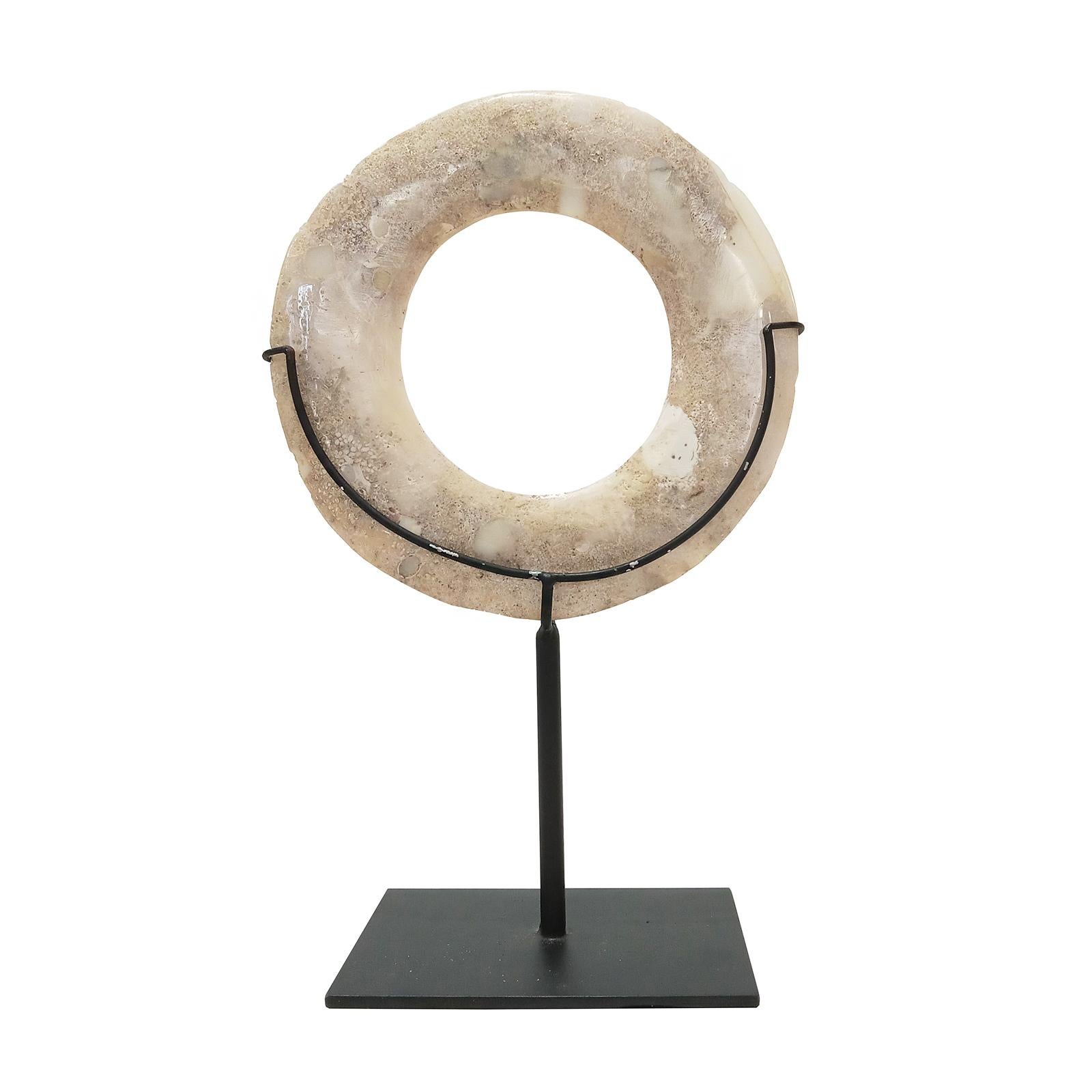 Indonesian  Stone Disk from Indonesia, Mounted For Sale