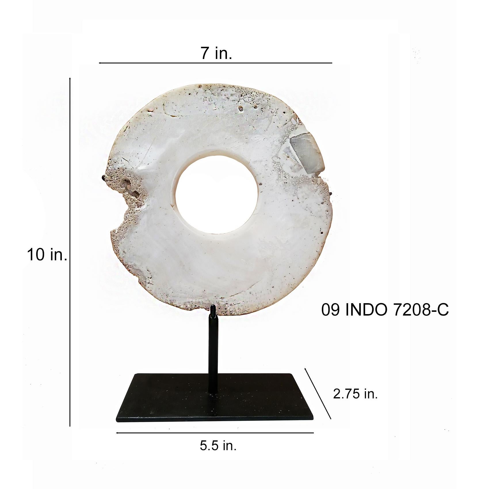 Contemporary  Stone Disk from Indonesia, Mounted For Sale