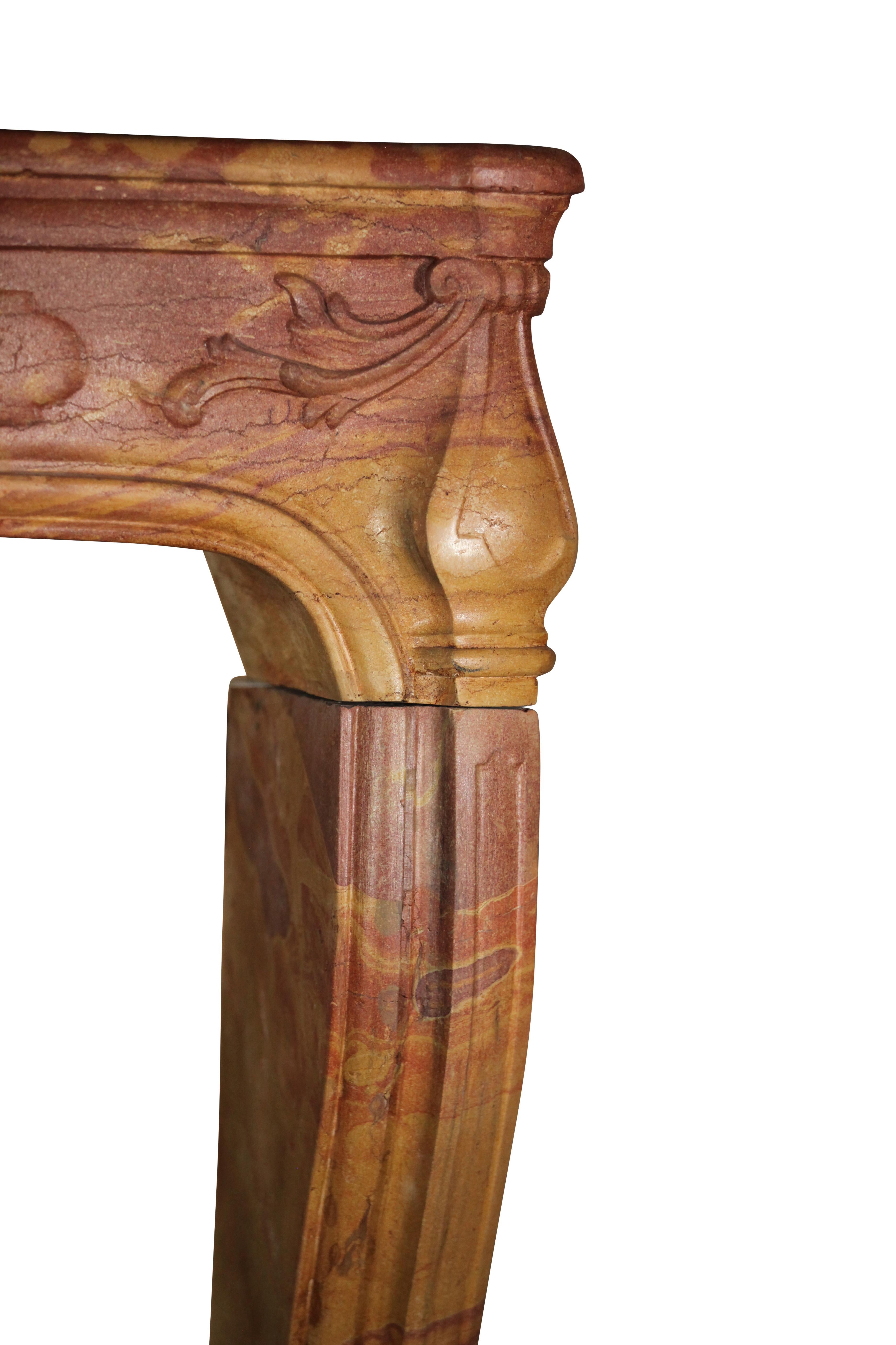 Habillage de cheminée en pierre de style Grand French Classic Multi Colour Excellent état - En vente à Beervelde, BE