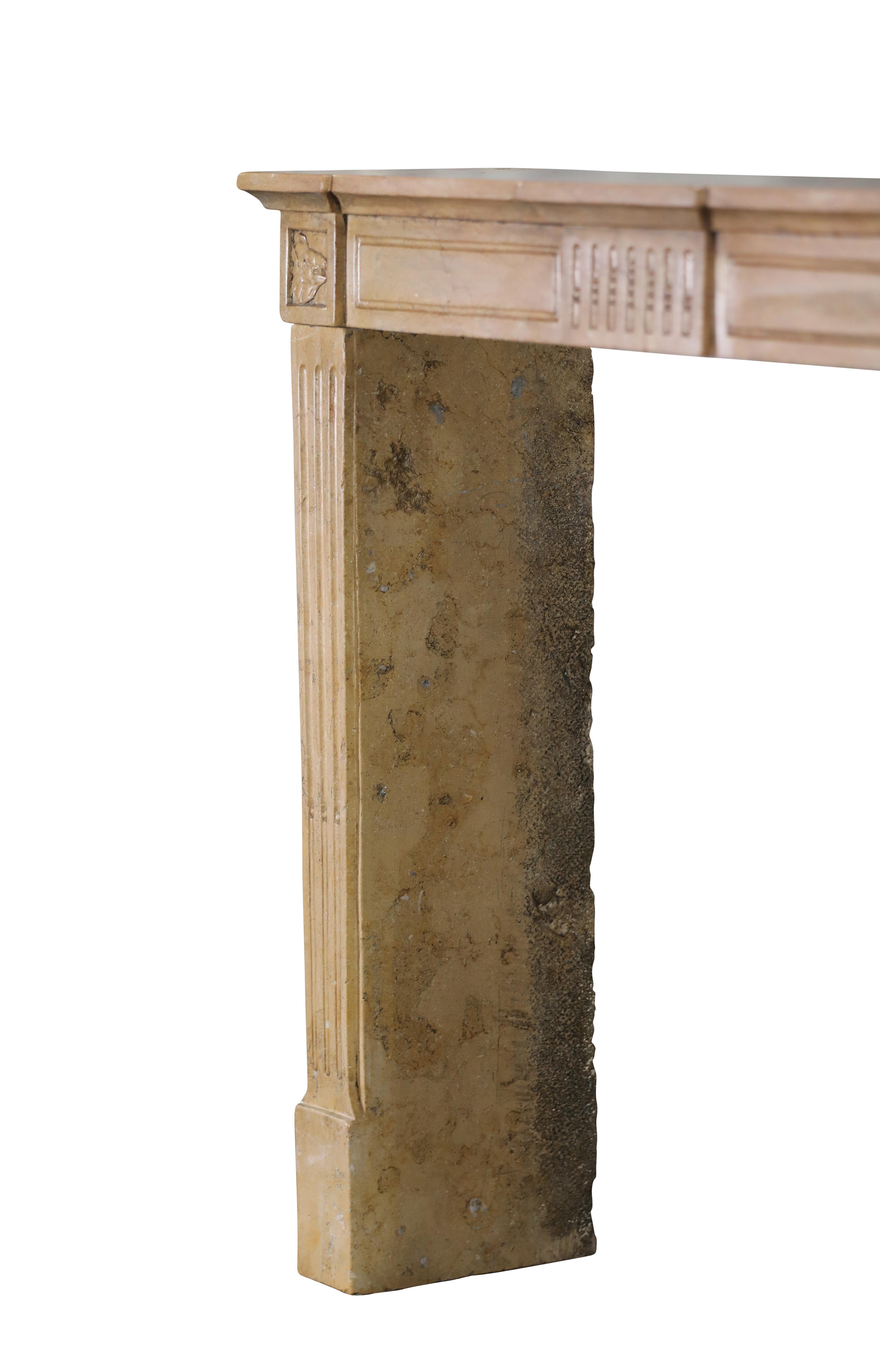 Kaminsims aus Stein mit Wildfisch und rotem De Baviere-Hundkopf-Detail im Angebot 6