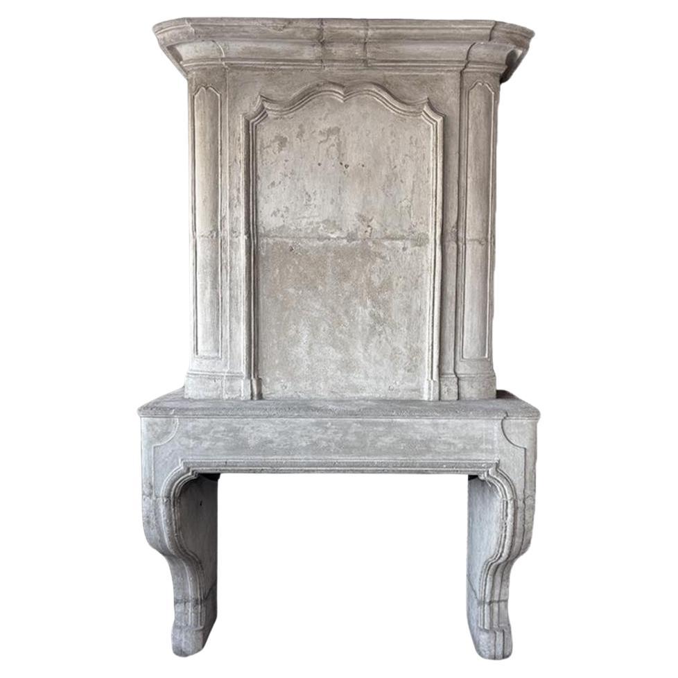 Stone fireplace with overmantel, from Bar Le Duc city. For Sale