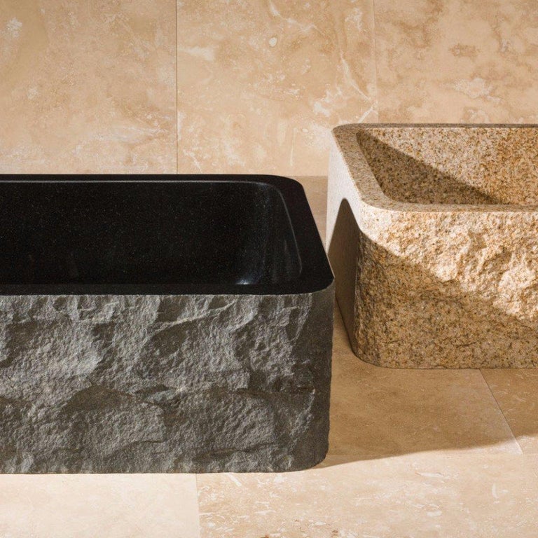 Stone Forest Beige Granite Hand Carved Farmhouse Apron Sink, Kitchen