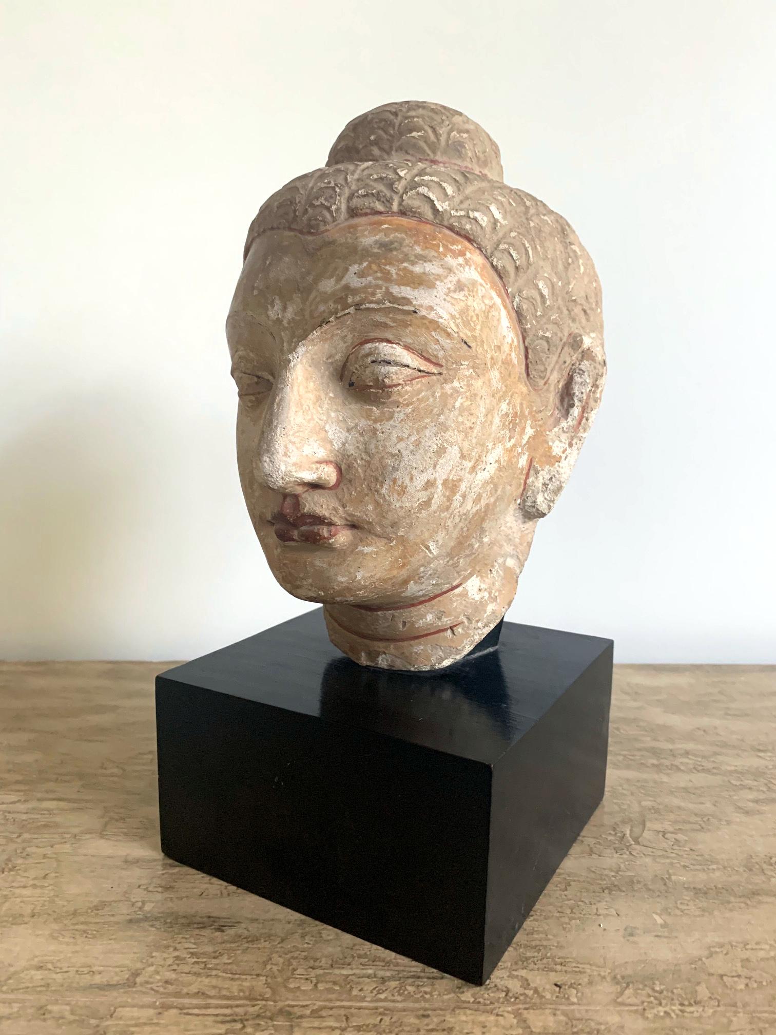 Greco Roman Stone and Stucco Fragment of Buddha Gandhara